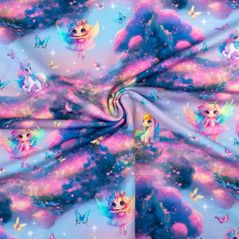 French Terry, rosa, blau, türkis, Kindermotive – Tiere Limited Edition