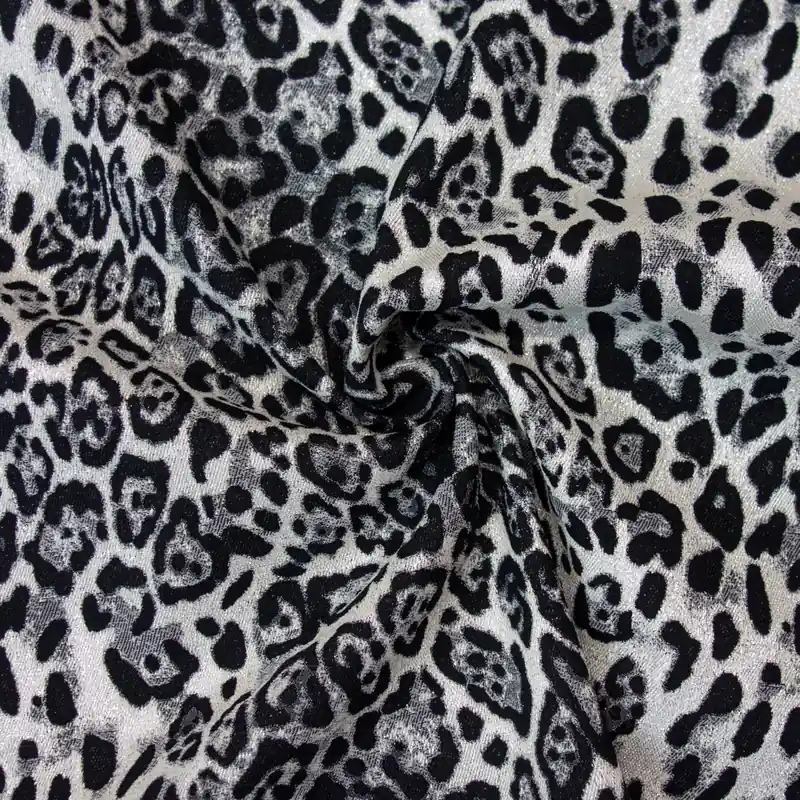Sonderangebot Jacquard, Glanzeffekt, Animal-Muster, offwhite, schwarz, silber