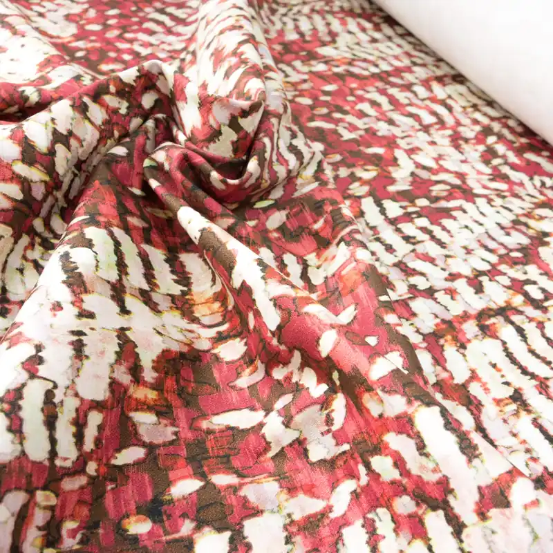 Baumwollstoff, Satin, braun, bordeaux, kirschrot, abstrakt gemustert Solange Der Vorrat Reicht