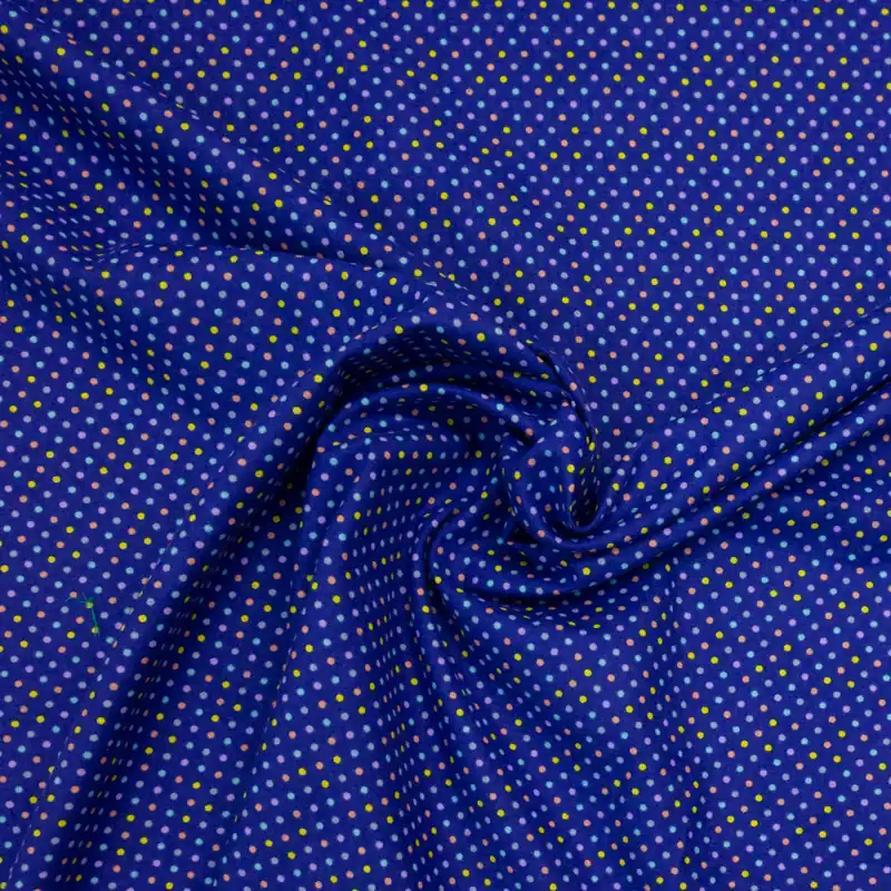 Handgefertigt Baumwollstoff, Cretonne, royalblau, Polka Dots
