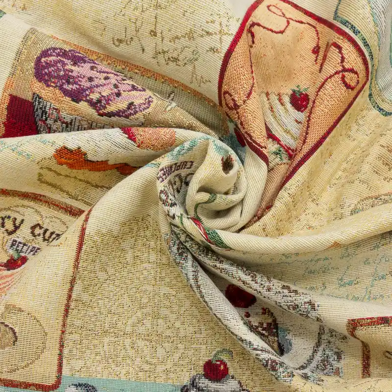 Heute Kaufen Dekostoff, Gobelin, cremetöne, rottöne, blautöne, Sweets