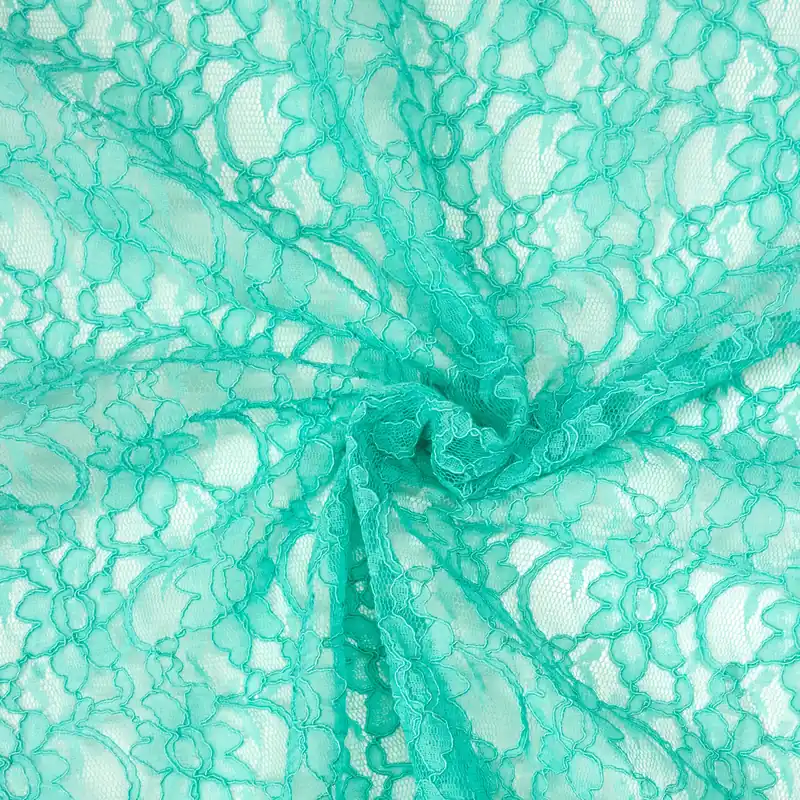 Spitzenstoff, aquamarine, floral gemustert, Bogenkante Sale