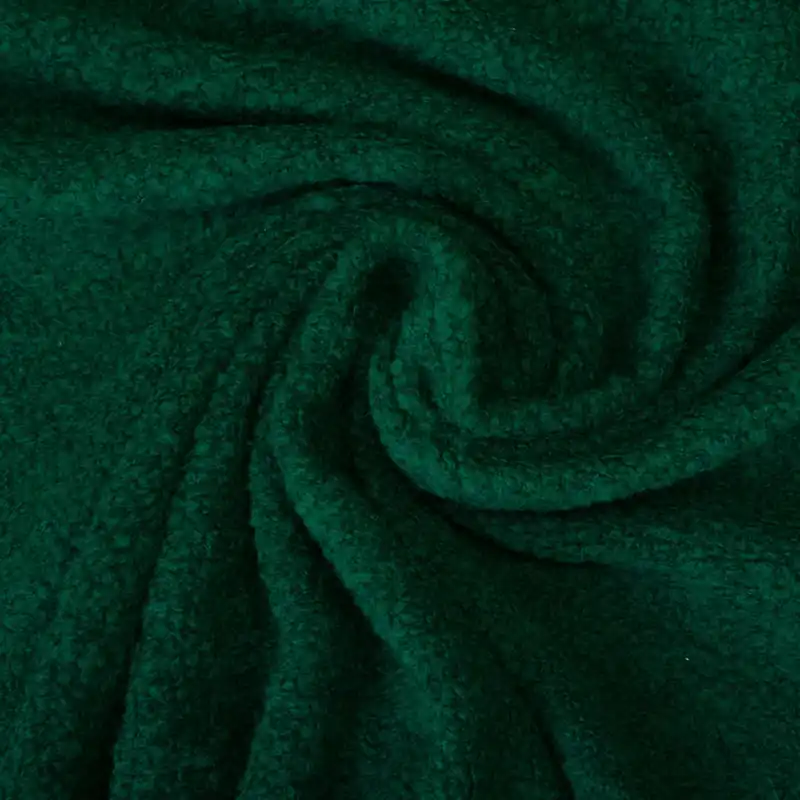 Kostenloser Rückversand Wollstoff, Bouclé, schwarz, dunkelgrün, Webstruktur