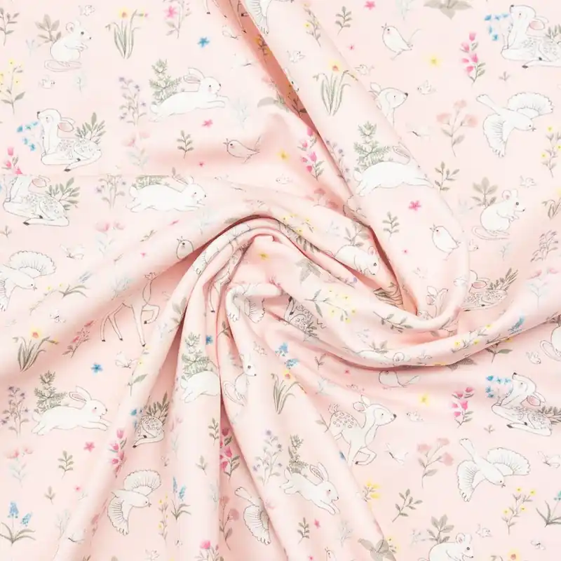 Premium Baumwolljersey, rosé, weiß, gelb, hellblau, Kindermotive – Tiere