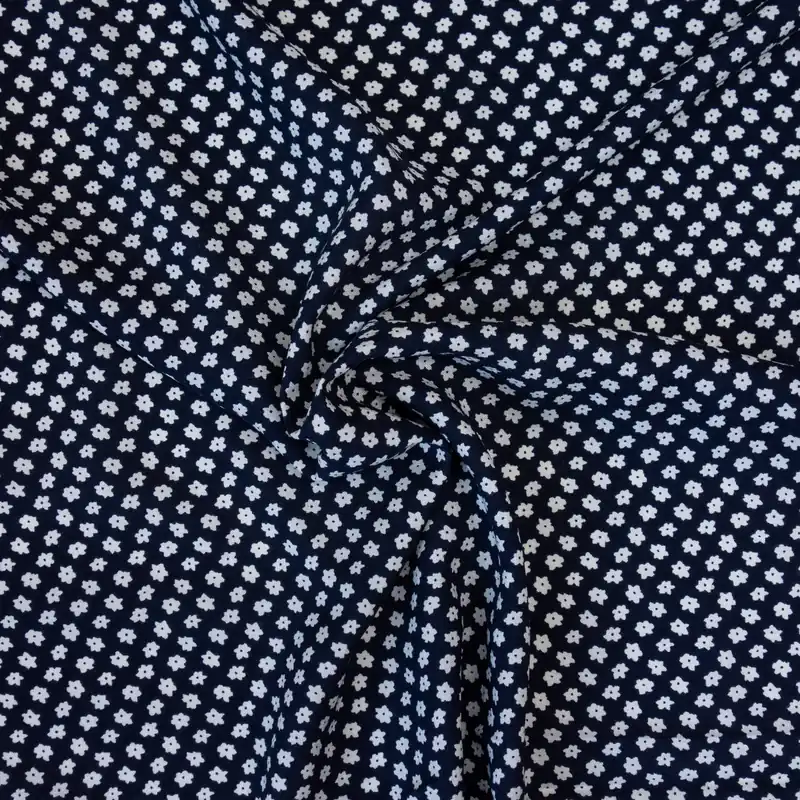 Viskosestoff, Javanaise, offwhite, dunkelblau, Milles Fleures Jetzt Zugreifen