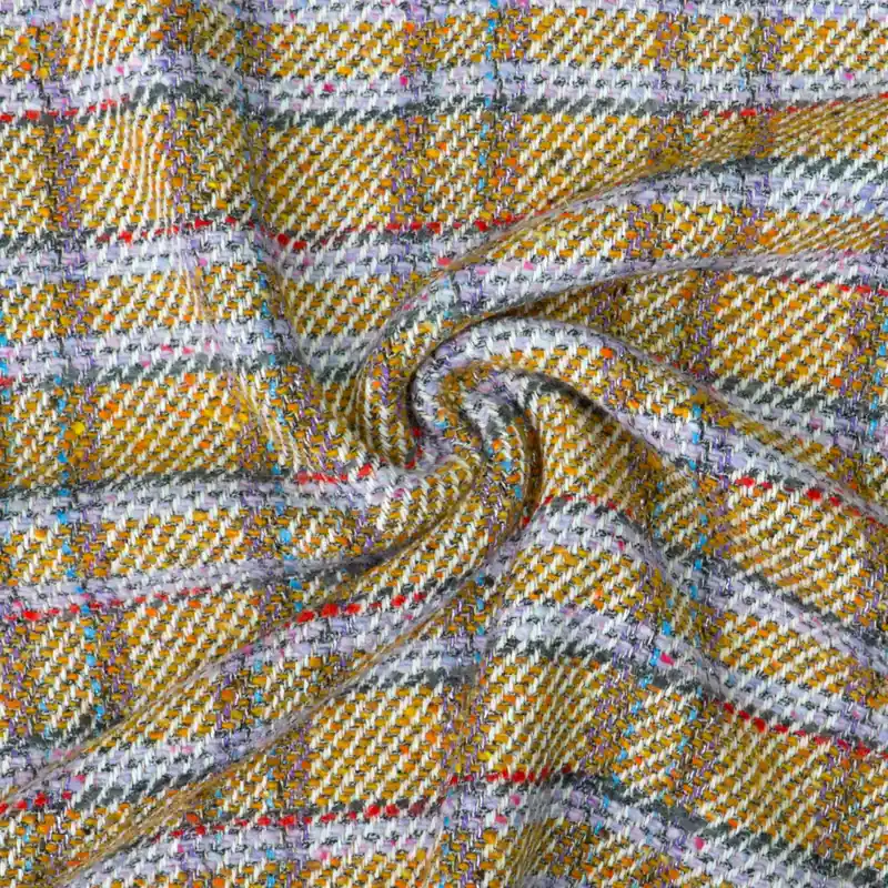 Wollstoff, Buntgewebe, curry, flieder, grau, offwhite, Webkaro Saisonangebot