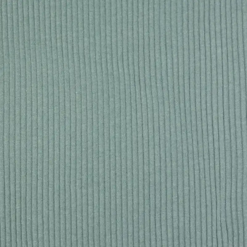 Preiswert elastischer Bündchenstoff, salbeigrün, uni, gerippt