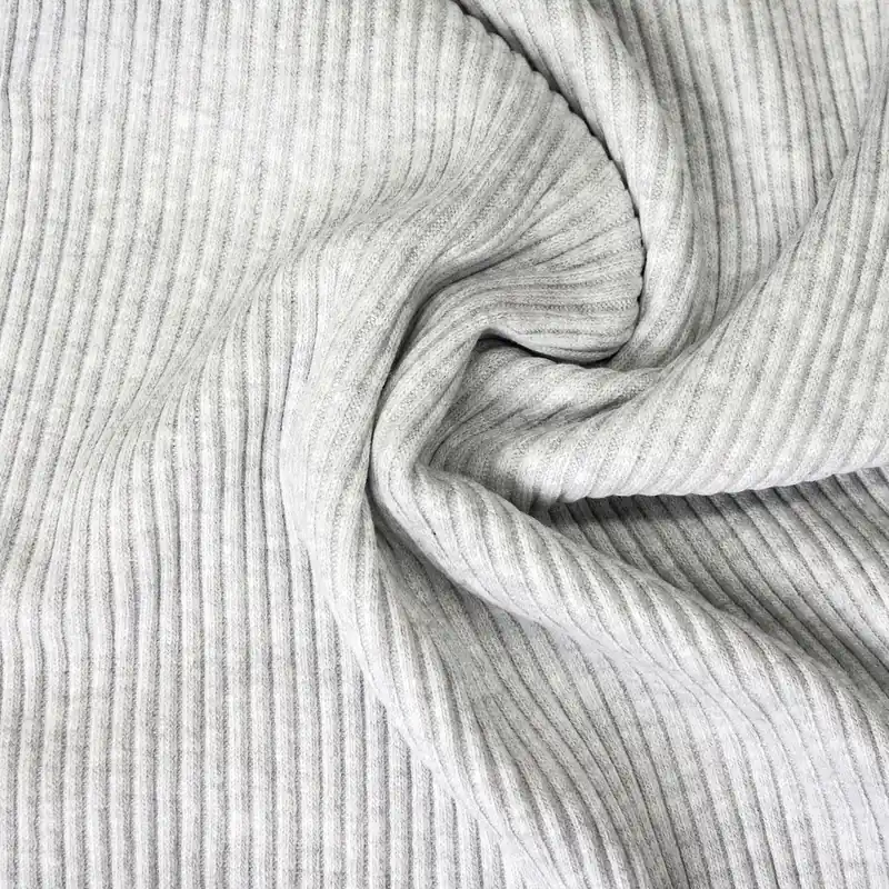 Mega-Angebot elastischer Bündchenstoff, hellgrau, gerippt, meliert
