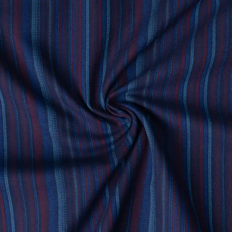 Baumwollstoff, Twill, blautöne, dunkelrot, lila dunkel, Webstreifen Kostenloser Rückversand