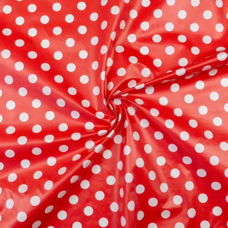 Nur Heute Beschichtetes Vlies, Dekostoff, rot, weiß, Punkte