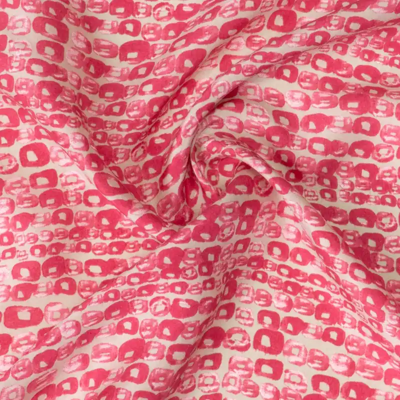 Taft, ecru, pink, grafisch gemustert Sonderaktion