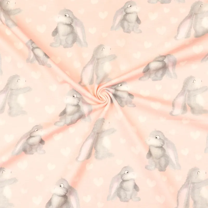 Wochenendangebot Baumwolljersey, rosatöne, grau, Kindermotive – Tiere