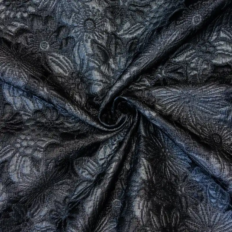 Sofort Bestellen Matelassé, schwarz, silber, floral gemustert, Glanzeffekt