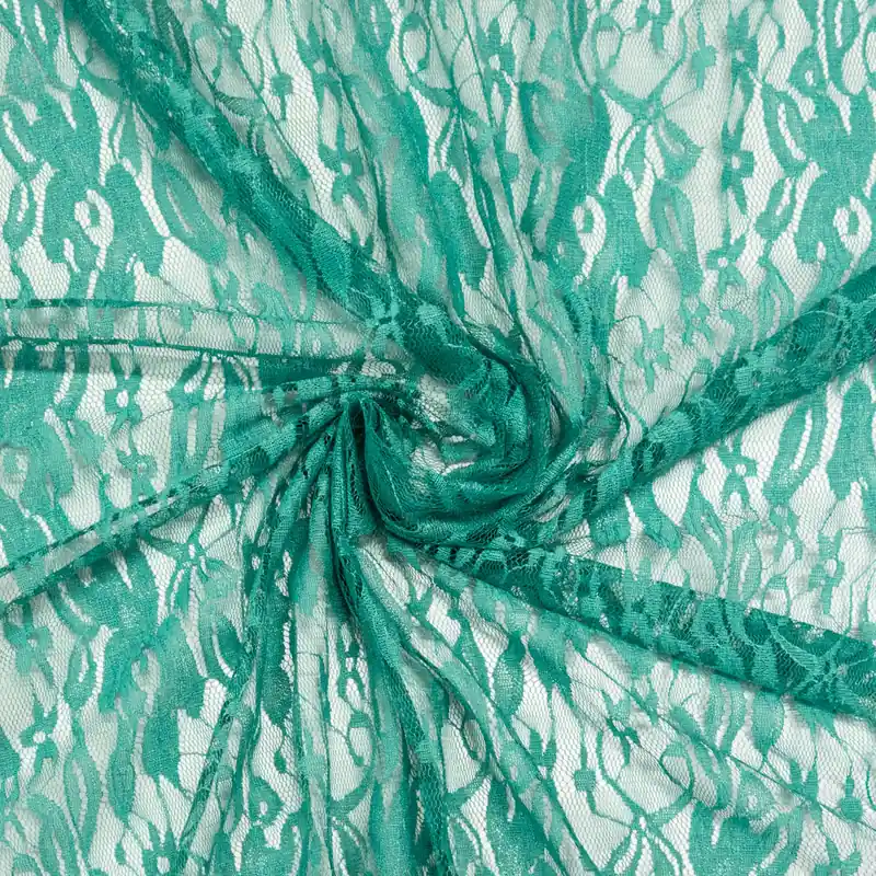 Neuheit Spitzenstoff, grünblau, floral gemustert