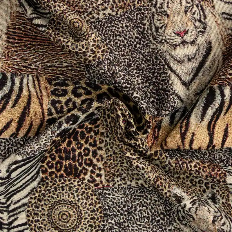 Dekostoff, Gobelin, ocker, beigebraun, Animal-Muster Solange Der Vorrat Reicht