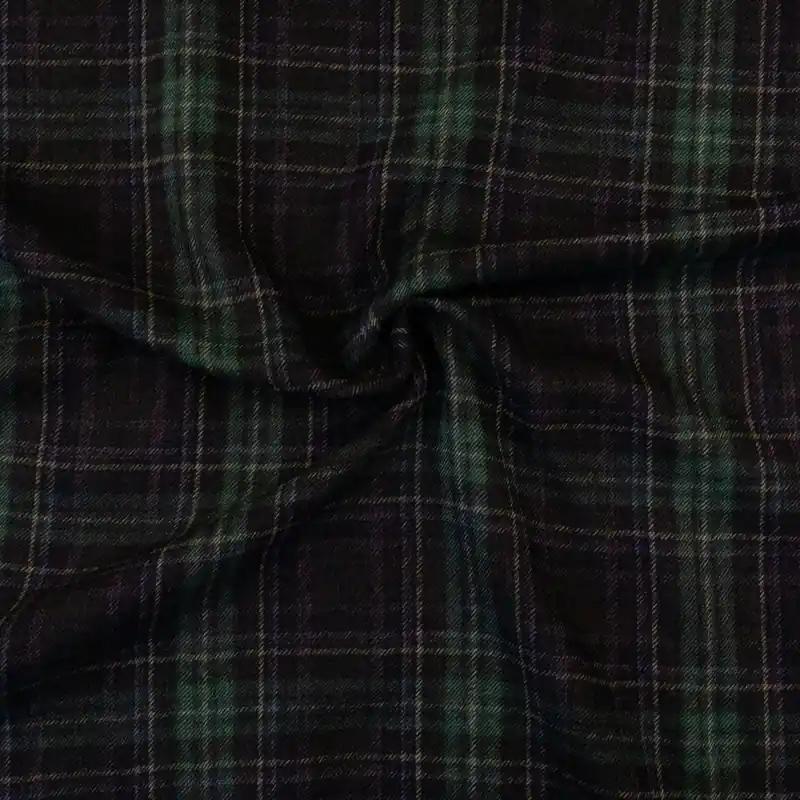 Solange Der Vorrat Reicht Leichter Wollstoff, Twill, lila dunkel, graugrün, beige, Karo