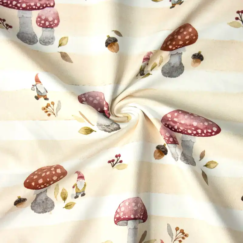 Hochwertig Baumwolljersey, apricot, rot, offwhite, figürliche Motive