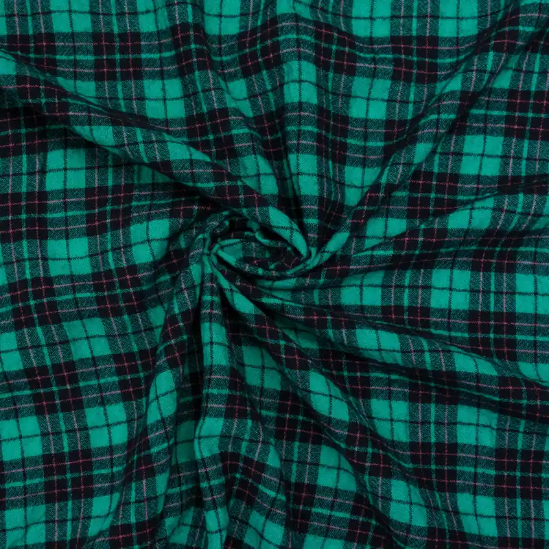 Gleich Bestellen Wollstoff, Crêpe, schwarz, türkis dunkel, Webkaro