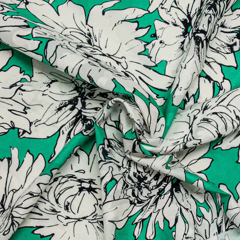 Jacquard, grün, schwarz/weiß, florale Motive Geld-Zurück-Garantie