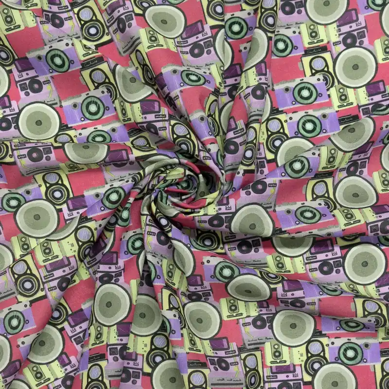 Leichter Baumwollstoff, Batist, pink, grafisch gemustert Sofort Bestellen