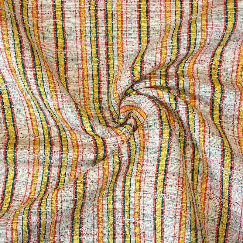 Meistverkauft Buntgewebe, creme, orange, gelb, grün, Webstruktur