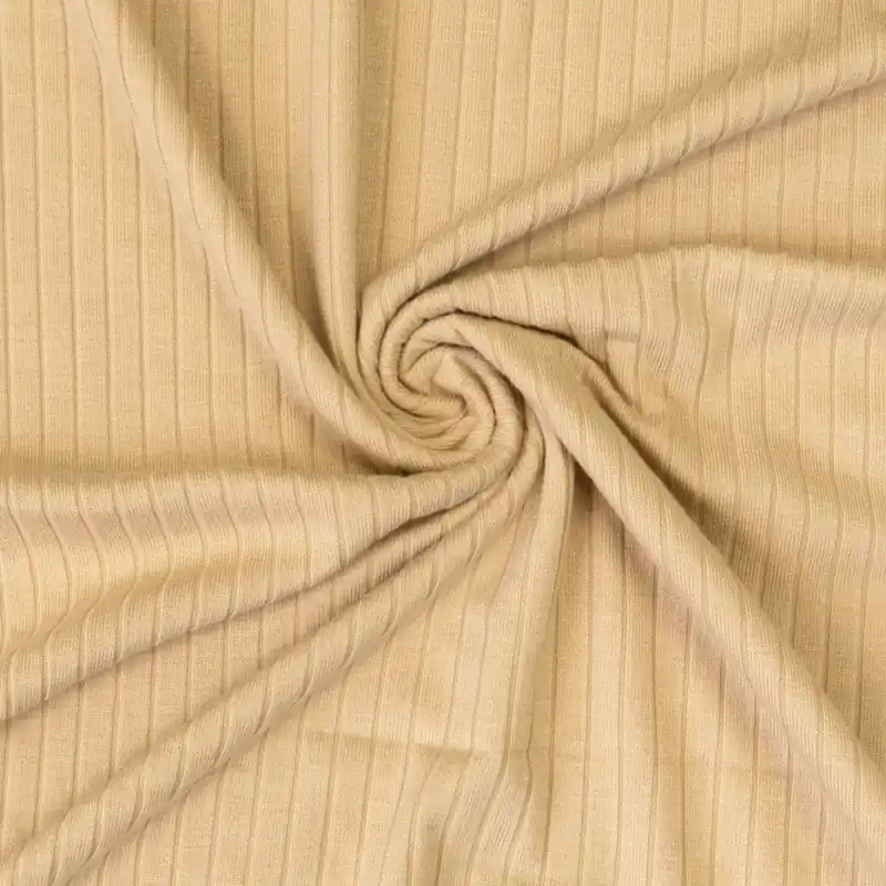 Gratis Versand Viskosejersey, beige, uni, feine Rippe