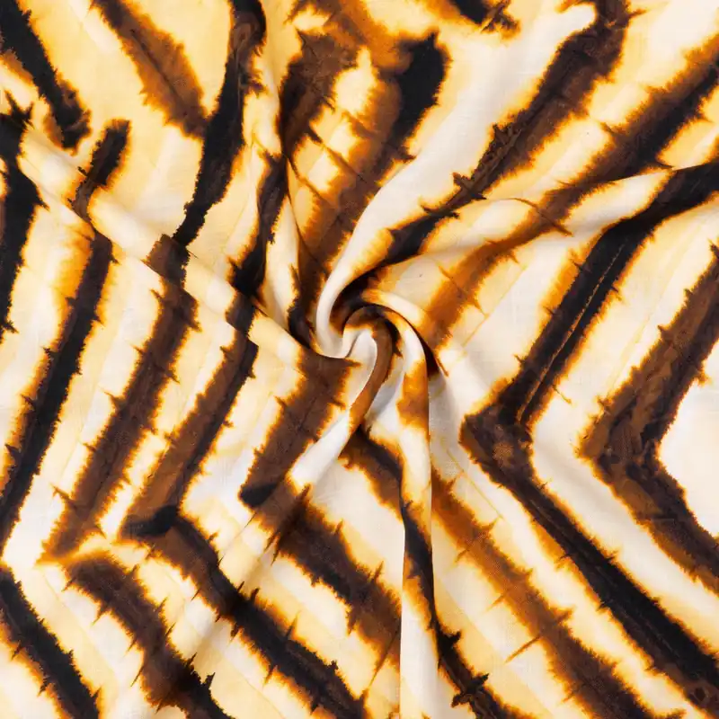 Bestseller Viskosestoff, orange, brauntöne, offwhite, abstrakt gemustert