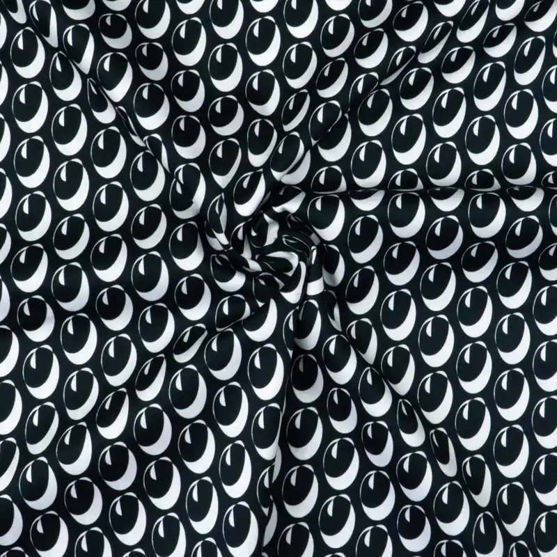 Baumwollstoff, Popeline, schwarz/weiß, grafisch gemustert Günstig