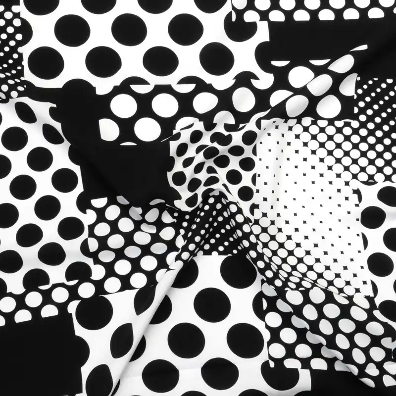 Bestseller Viskosestoff, Javanaise, schwarz/weiß, abstrakt gemustert