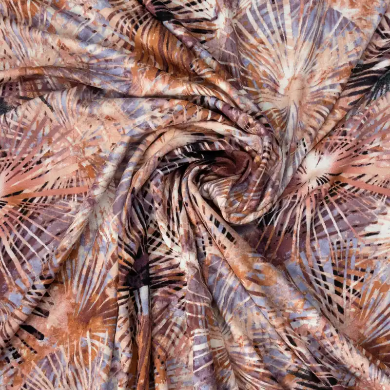 Neue Kollektion Viskosejersey, brauntöne, fliedergrau, abstrakt gemustert