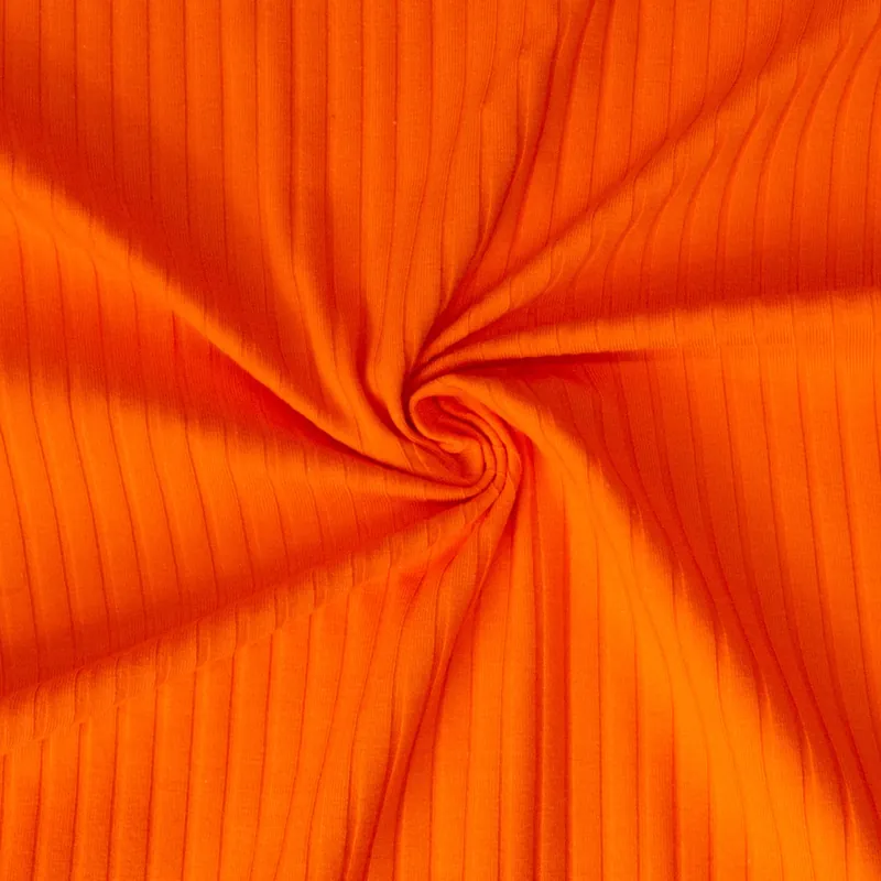 Baumwolljersey, orange, uni, gerippt Im Trend