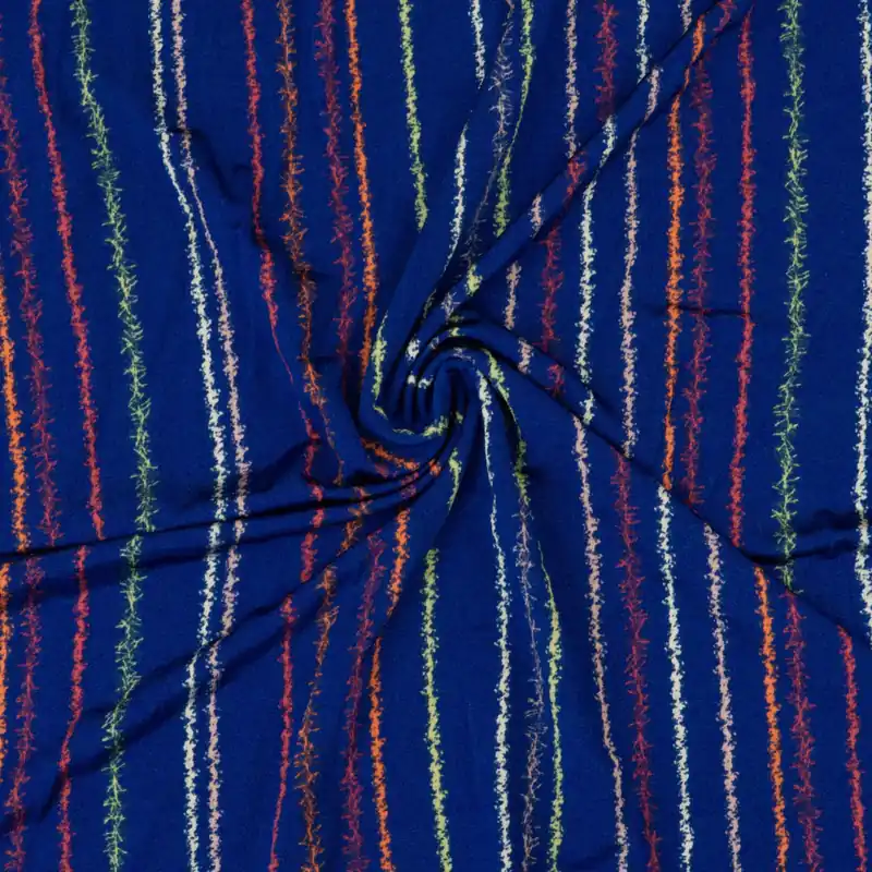 Viskosejersey, blau, rot, orange, gelb, Streifen Gleich Bestellen