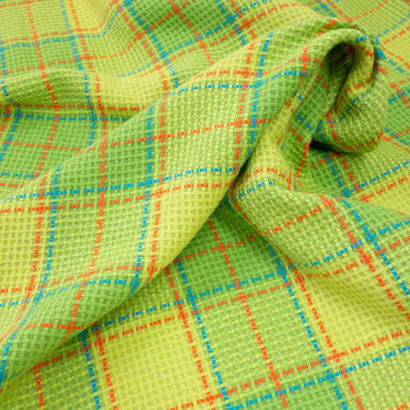 Neu Buntgewebe, grün, orange, türkis, Webkaro