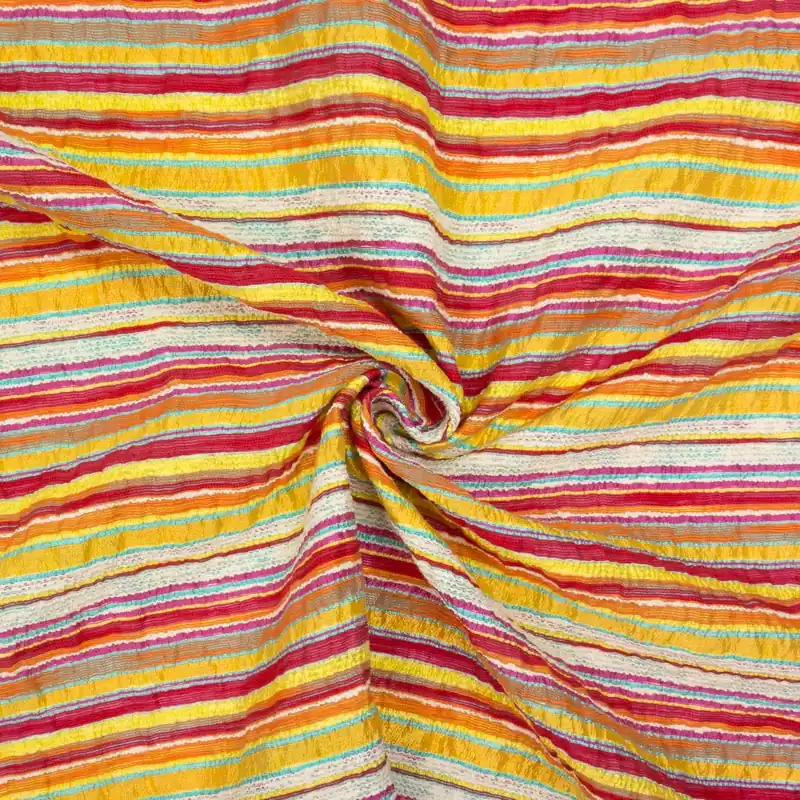 Jacquard, rottöne, gelbtöne, Streifen, leicht gecrasht Sale