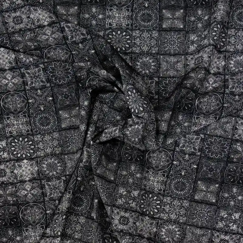 Viskosejersey, grautöne, offwhite, ornamental gemustert Preisknaller