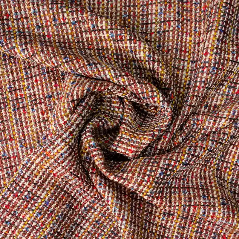 Sonderaktion Bouclé, braun, gelb, grau, silber, Glanzeffekt, Webstruktur