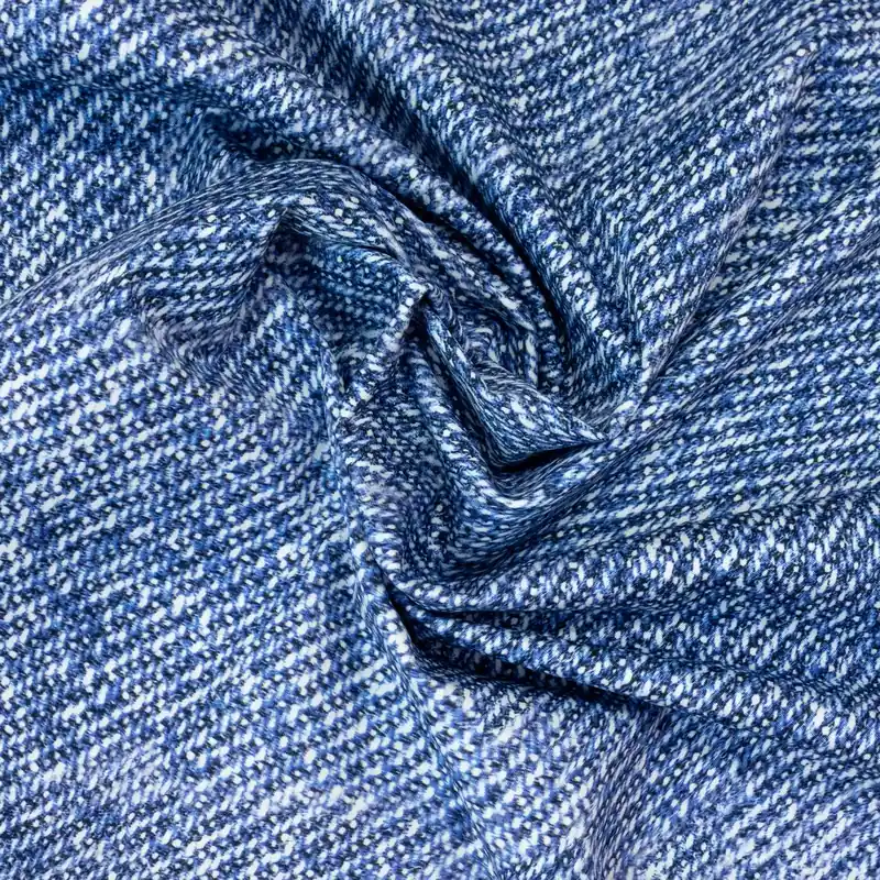 elastischer Feinköper, blautöne, fotorealistisch bedruckt Neu