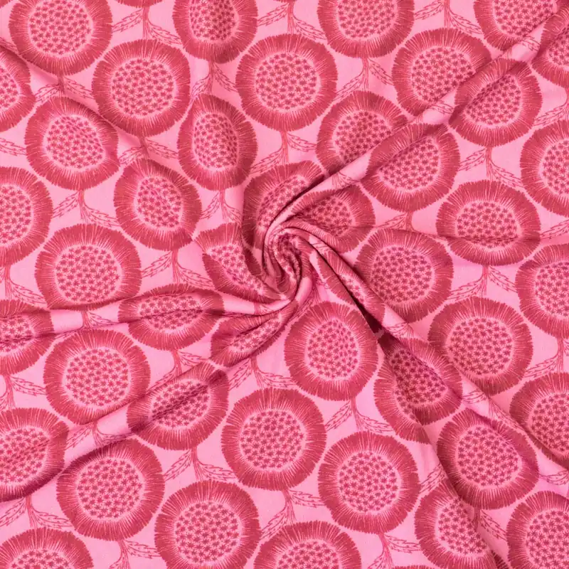 Garantierte Lieferung Viskosejersey, pink dunkel, pink hell, floral gemustert
