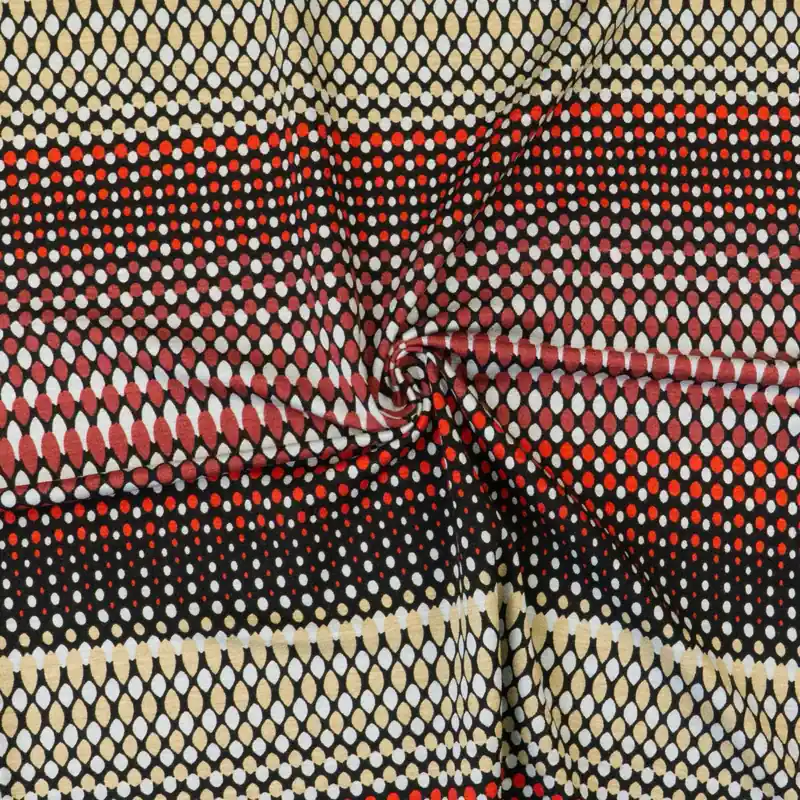 Viskosejersey, schwarz, rottöne, beigetöne, grafisch gemustert Neue Ware