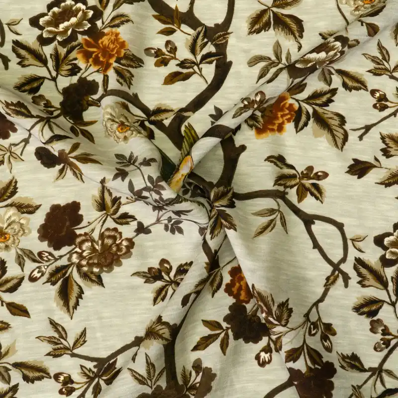 Wollstoff, Crêpe, brauntöne, grautöne, florale Motive, Tiermotive Heißes Angebot