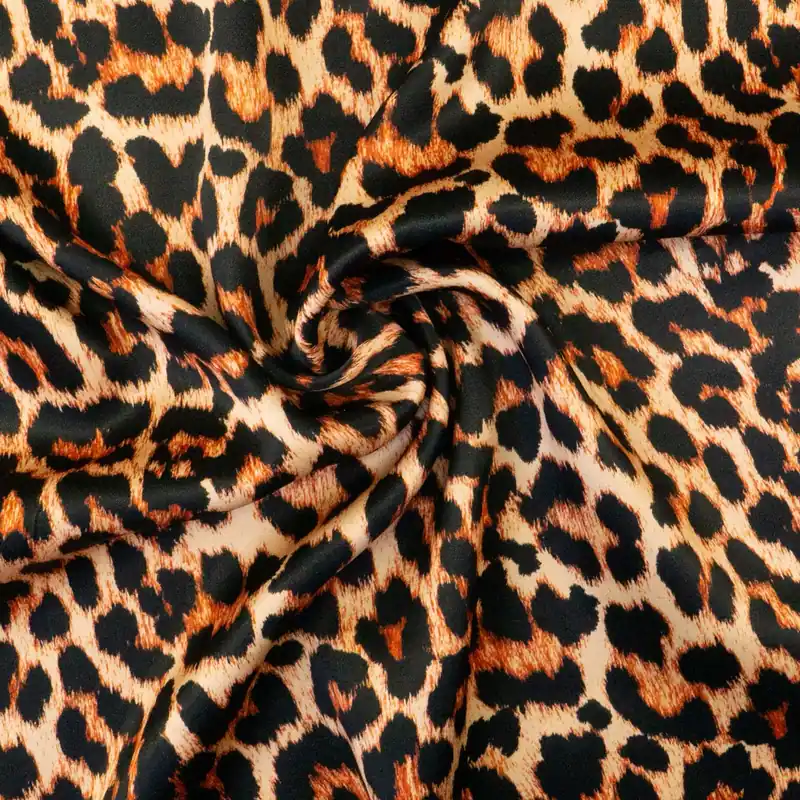 Viskosestoff, Satin, brauntöne, schwarz, Animal-Muster Preisknaller