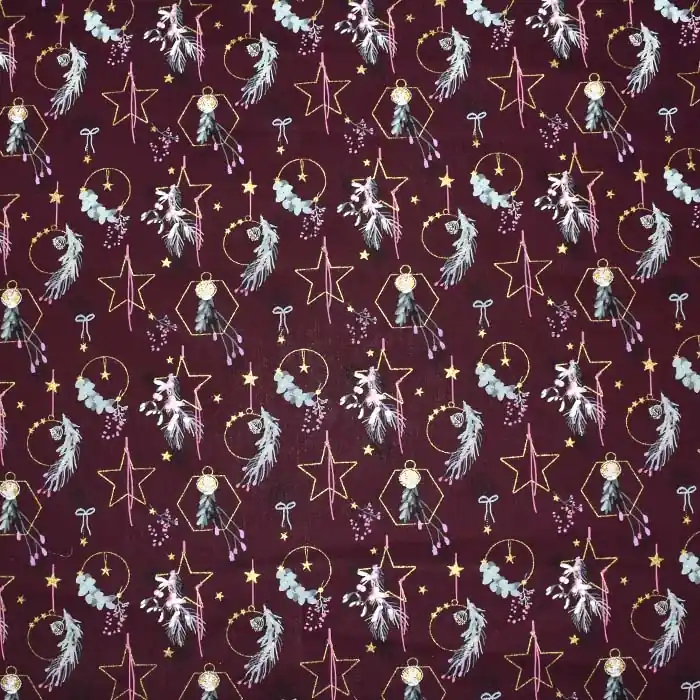 Neuheit Baumwolle, Popeline, festlich, 28547-019, bordeaux-violett