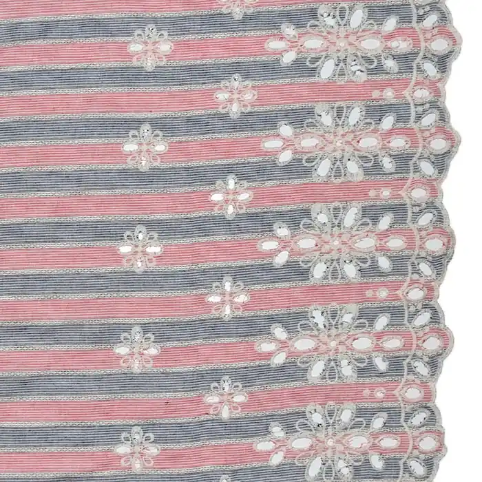 Baumwolle, Richelieu, floral, 29253-18, blau-rot Sonderaktion