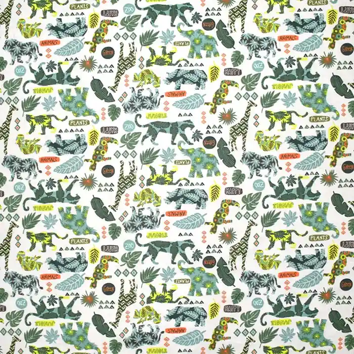 Baumwolle, Popeline, Tiere, 28613-02, sahne Markenprodukt