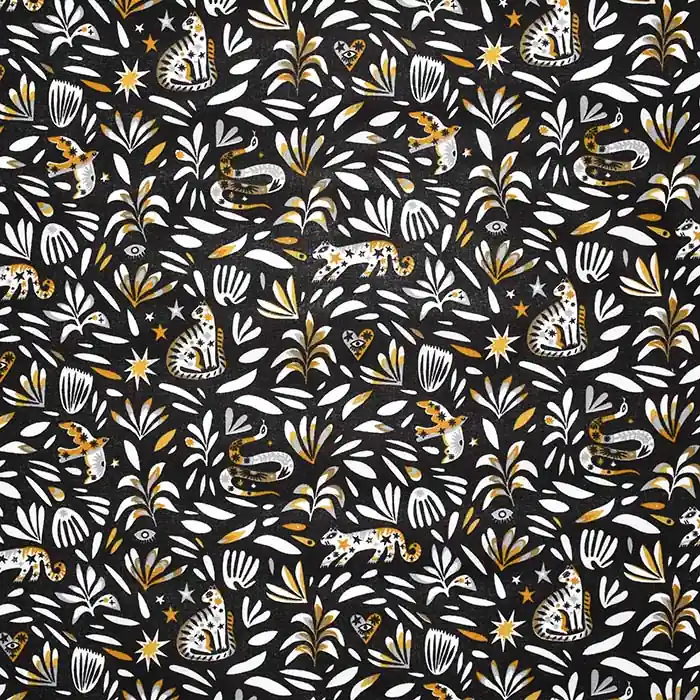 Baumwolle, Popeline, Natur, 28655-02, schwarz Nur Heute