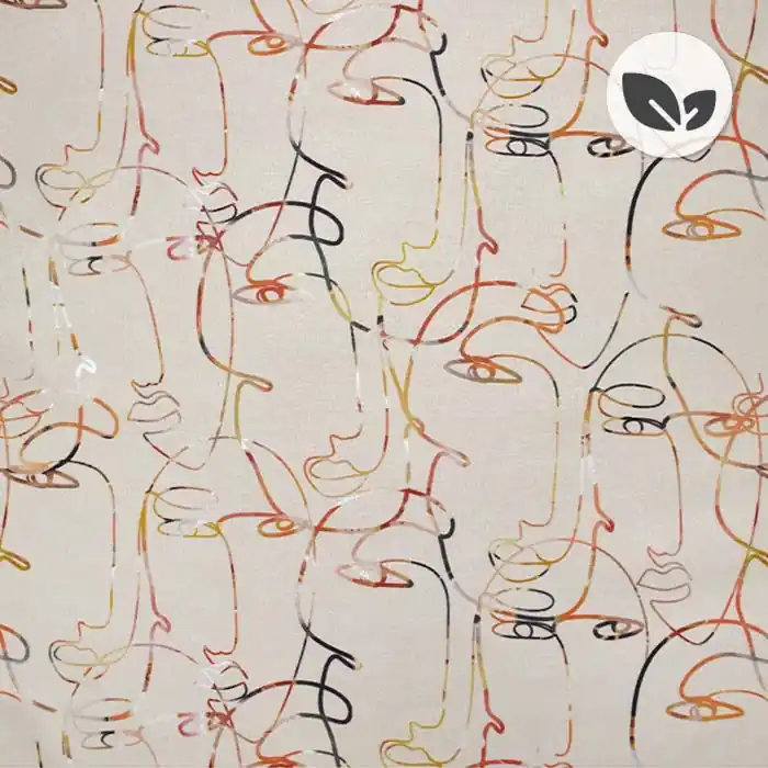 Billig Deko, Druck, bio, digital, Gesichter, 26988-01, beige