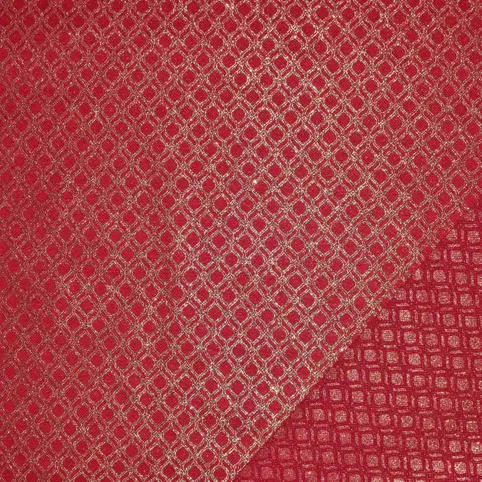 Solange Der Vorrat Reicht Dekojacquard, beidseitig, Ornament, 28312-900, rot-golden