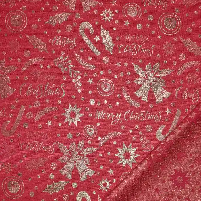 Gleich Bestellen Dekojacquard, beidseitig, festlich, 28313-900, rot-golden