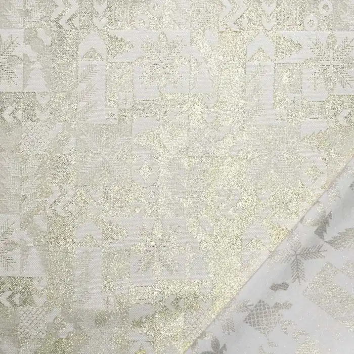 Dekojacquard, beidseitig, festlich, 28314-914, sahne-golden Preisknaller