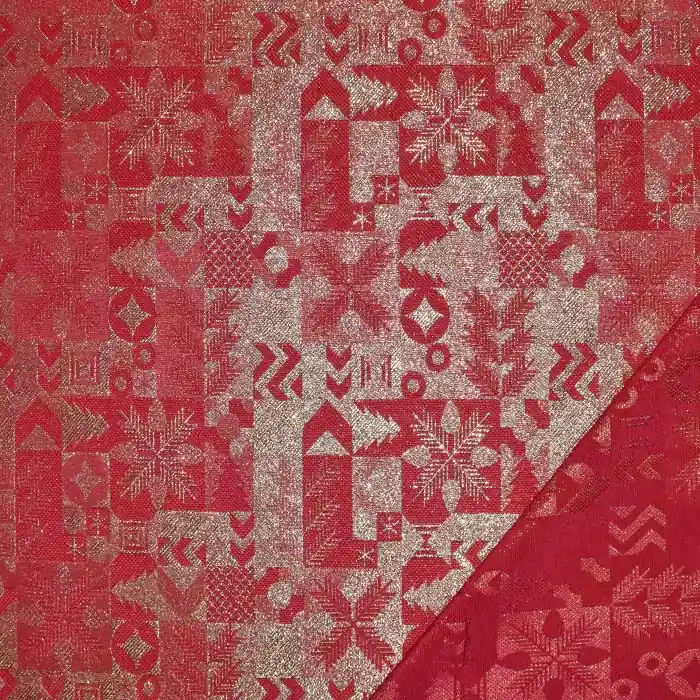 Dekojacquard, beidseitig, festlich, 28314-900, rot-golden Wochenendangebot